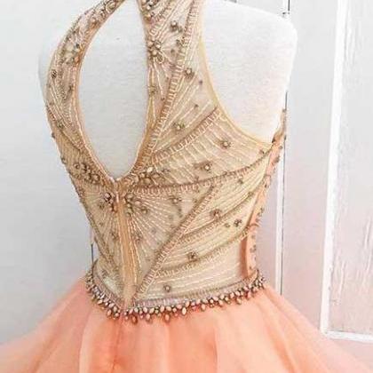 High Neck Prom Dress,ball Gown Prom Dress,long..
