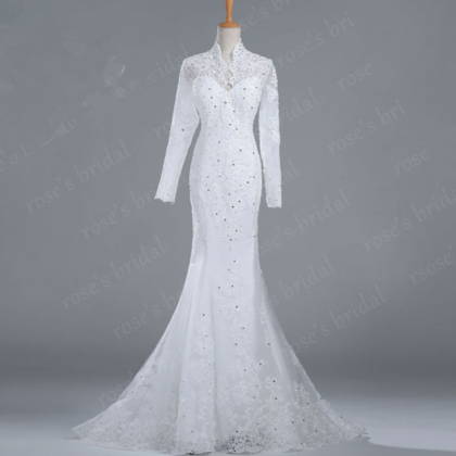 Detachable Memaid Lace Vintage Wedding Dress, High..