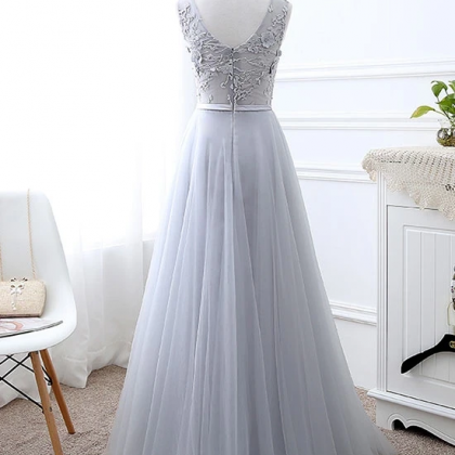 Prom Dresses Tulle Lace Long Prom Dress, Evening..