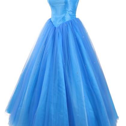 Classic Ball Gown Scoop Sequins Blue Long..