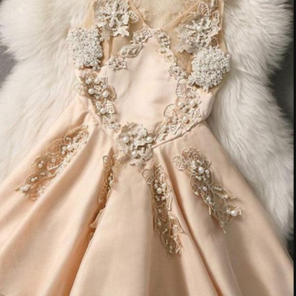 Mini V Neck Homecoming Dress With Pearls, Gorgeous..