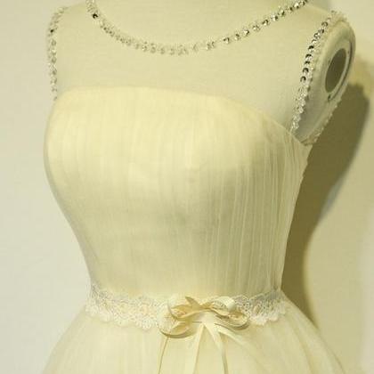 Lovely Champagne Tulle Short Party Dress, Round..