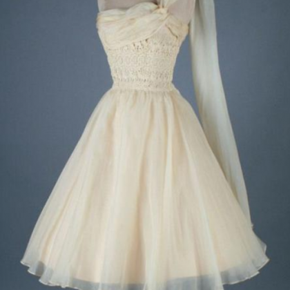 Vintage One Shoulder Organza Homecoming Dress