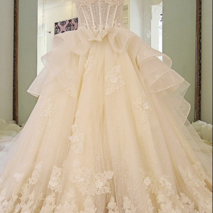A-line Appliqued Off-the-shoulder Wedding Dresses,..