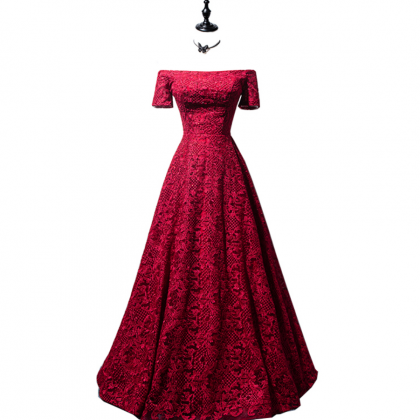 Prom Dresses Three-dimensional Lace Red Bridal..