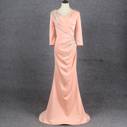 Dress Dress Pink Seven-point Sleeve Fishtail..