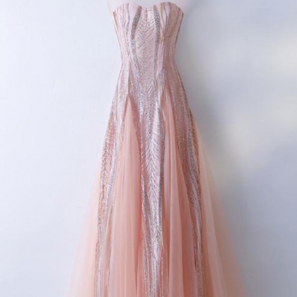 Custom Made Round Neck Lace Pink Prom Dresses,..