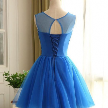 Custom Made Blue Homecoming Dress,short Prom..