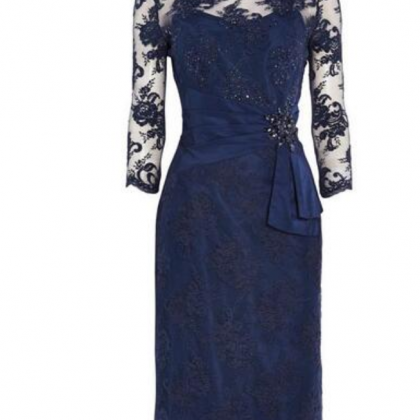 Royal Blue Lace Short Mother Of The Bride Dress..