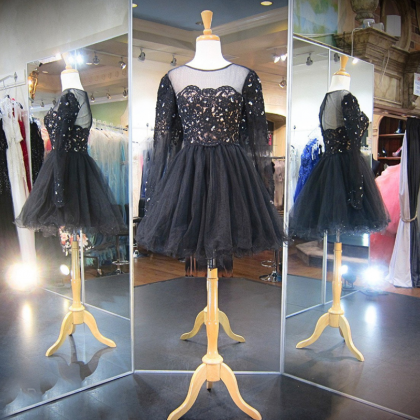 Prom Dresses,black Lace Prom Dresses,short Prom..