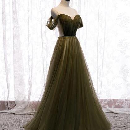 Prom Dresses, Simple Sweetheart Tulle Off Shoulder..