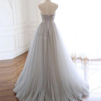 Prom Dresses,sweetheart Tulle Beads Long Prom..
