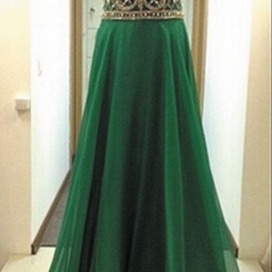 Retro Cap Sleeve Green Prom Dresses, Vintage..