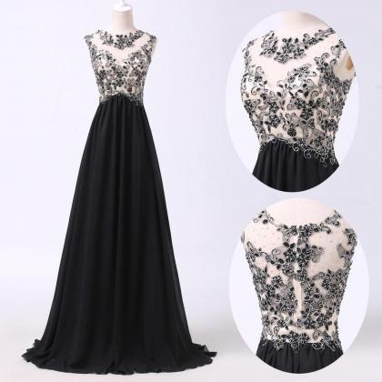 A Line Prom Dresses,black Lace Prom Dress,simple..