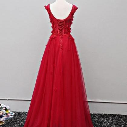 Prom Dresses, Custom Made V Neck Tulle Long Prom..