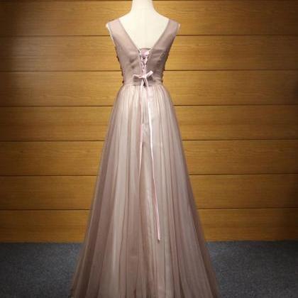 Prom Dresses,elegant V Neck Tulle Lace Applique..