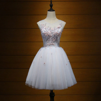 Homecoming Dresses,cute Tulle Lace Applique Short..
