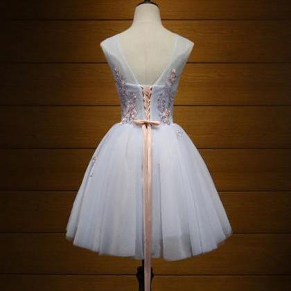 Homecoming Dresses,cute Tulle Lace Applique Short..
