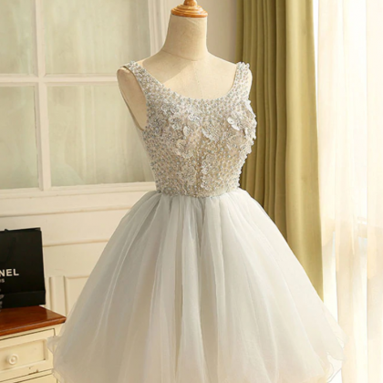 Homecoming Dresses,cute A Line Tulle Pearl Short..