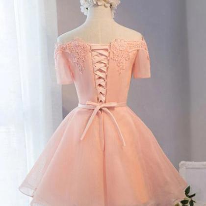 Homecoming Dresses,a-line Tulle Short Sleeve Lace..