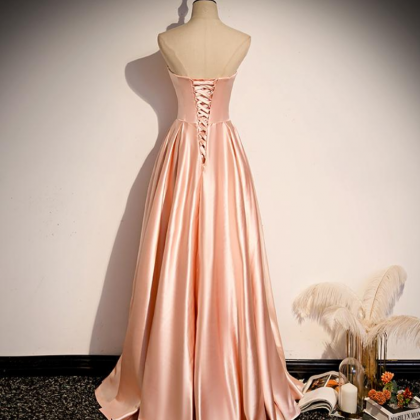 Prom Dresses,strapless Satin Long Party Dress..