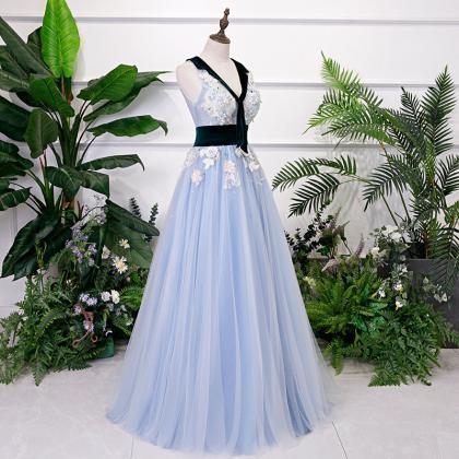 Prom Dresses Tulle With Flowers Lac..