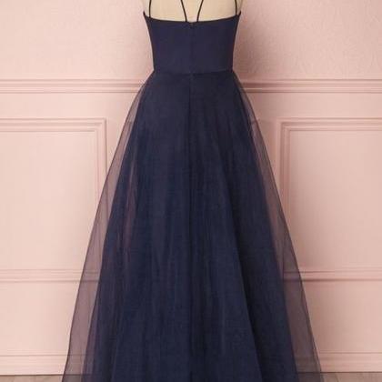Prom Dresses A Line Cross Neck Open Back Tulle..