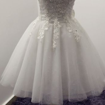 White Homecoming Dress,lace Homecoming Gown,tulle..