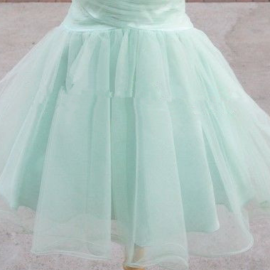 Cute Tulle Prom Dress, Mint Ball Gown, Short Prom..