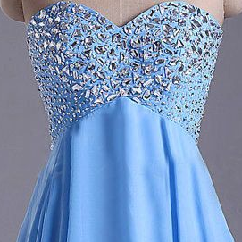 Cute Light Blue Short Beadings Prom Dresses,..