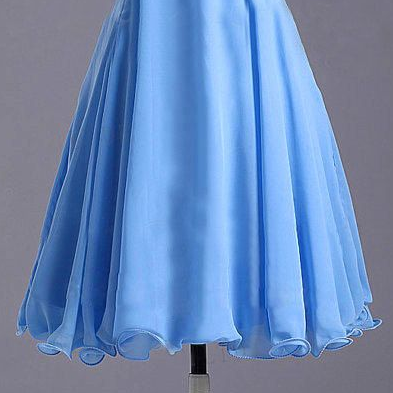 Cute Light Blue Short Beadings Prom Dresses,..