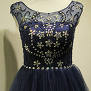 Cute Navy Blue Short Tulle Prom Dress With..