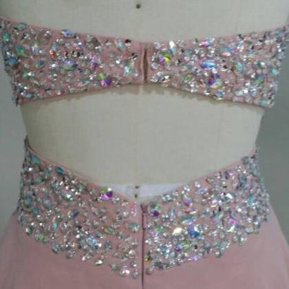 Pretty Pearl Pink Mini Chiffon Prom Dress With..