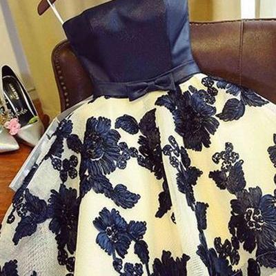 Lovely Layers Short Party Dress with Lace Flowers, Cute Graduation Dress main image 1