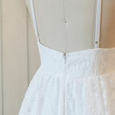 White Lace High Low Beading Prom Party Dress