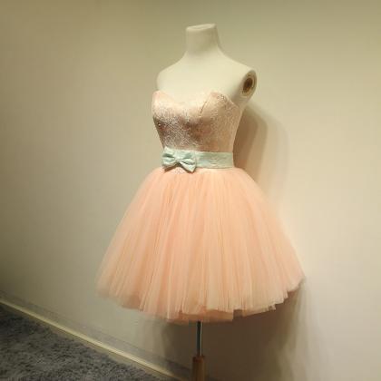 Cute Strapless Short Prom Dress,orange Powder..