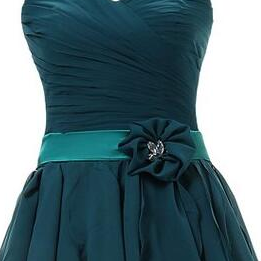Dark Green Prom Dress, Short Prom Dresses,chiffon..