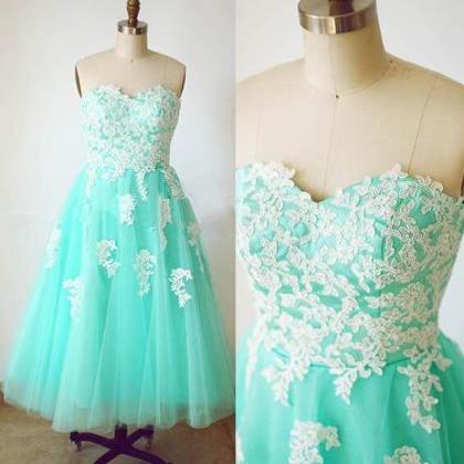 Sweetheart Short Tulle Lace Prom Dresses Gowns ,..