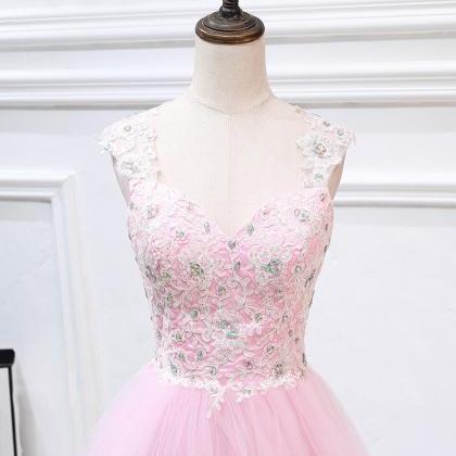 Sexy V Neck Prom Dress,beaded Tulle Prom..