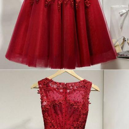 Charming A Line ,lace Tulle Short Prom Dress,..