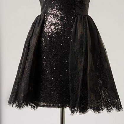 Black Sequins Homecoming Dress,sparkly Prom..