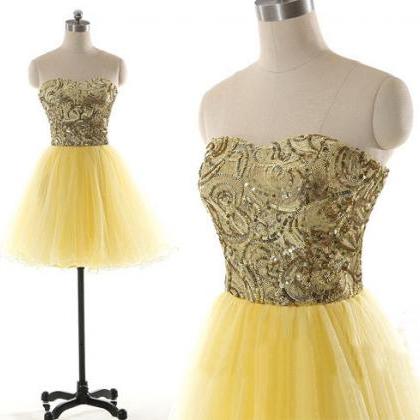 Short Yellow Prom Dress, Lovely Prom Dress,..