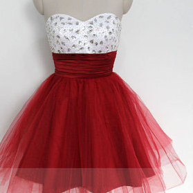 Short Red Prom Dress, Sweet Heart Prom Dress,..