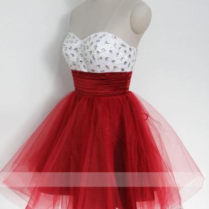 Short Red Prom Dress, Sweet Heart Prom Dress,..