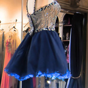Navy Blue Prom Dress,sweetheart Short Prom..