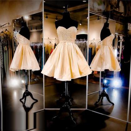 Champagne Prom Dress,sweetheart Short Prom Dress,..