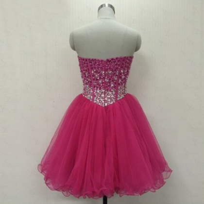 Sweet Prom Dress, A Line Beaded Tulle Short..