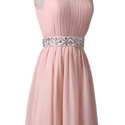 Chiffon Prom Dress,pink Prom Dresses,short Prom..