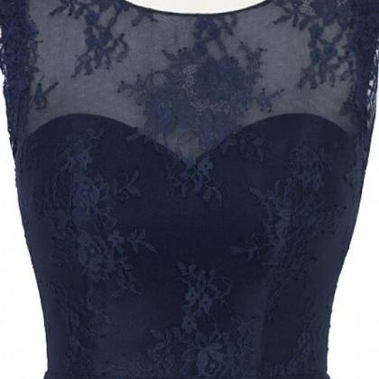 Lace Prom Dress,navy Blue Prom Dress,sexy Cocktail..