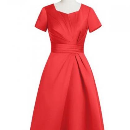 Short Sleeve Prom Dress,red Prom Dress,sexy..
